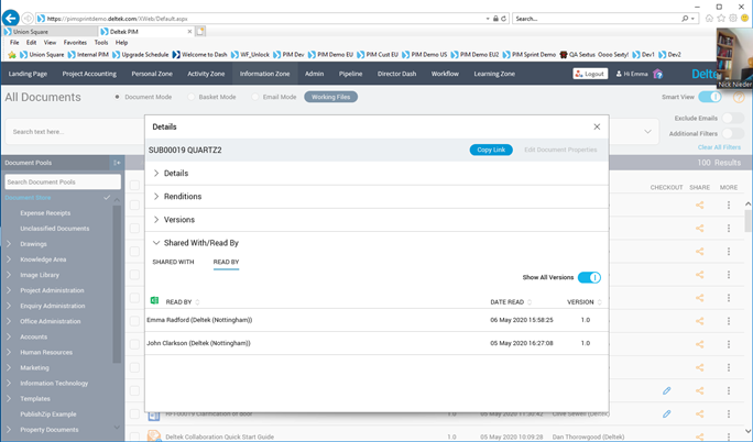 Deltek PIM_Read History
